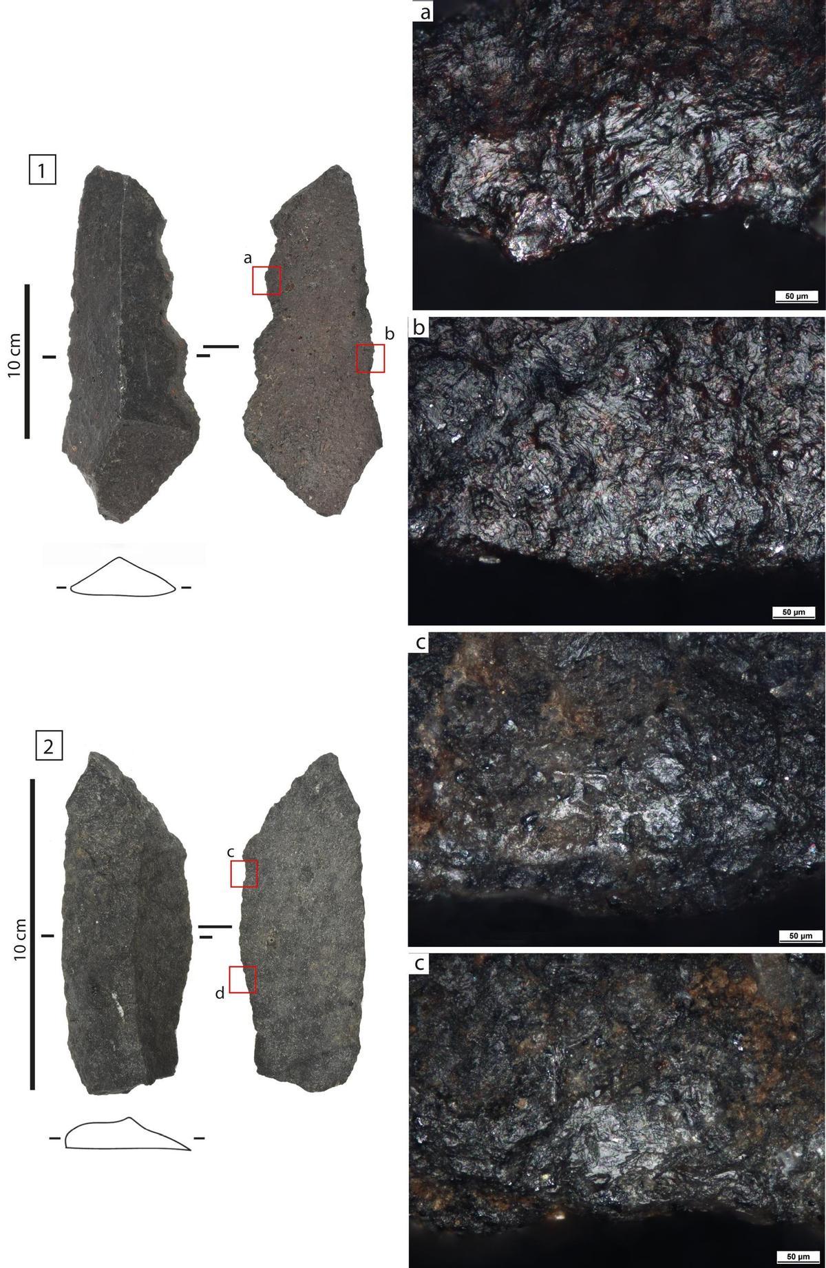 Use-wear traces linked to hide working