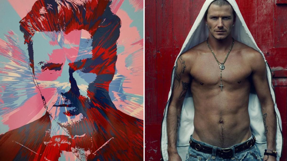 Los retratos de Beckham por Damien Hirst y Annie Leibovitz respectivamente