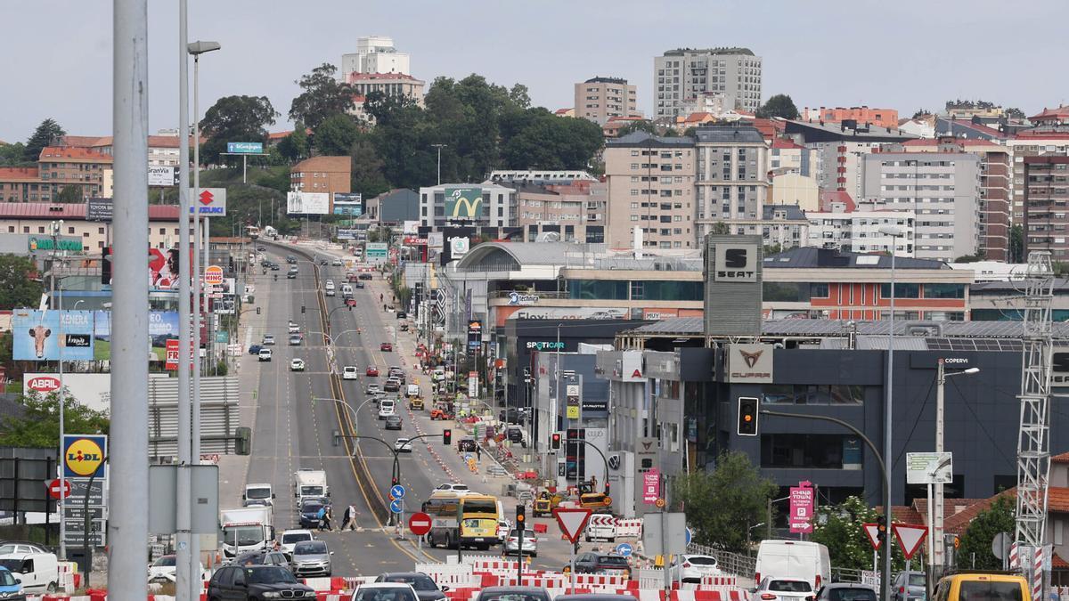 Estado actual de las obras de reforma de la Avenida de Madrid, en Vigo