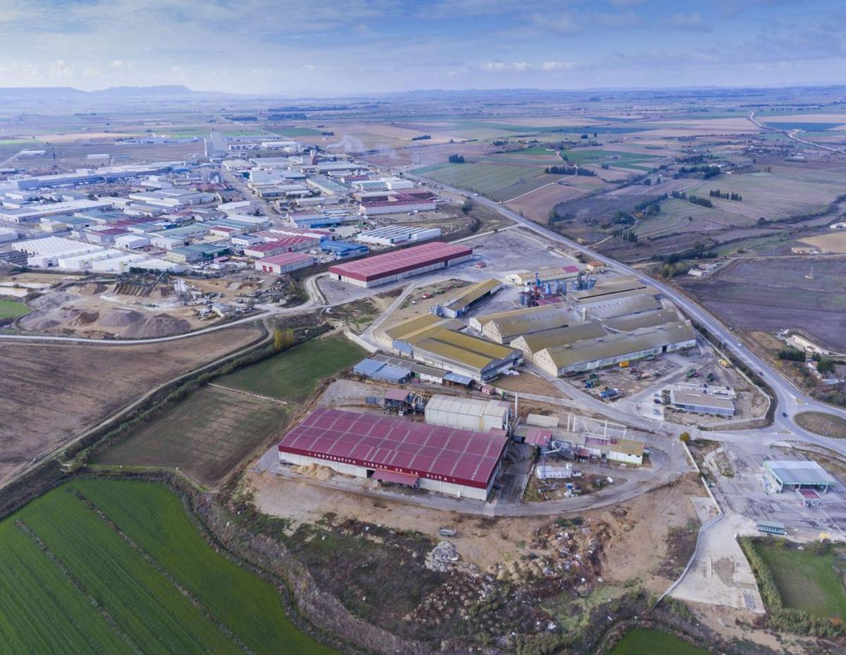 Vista aérea del polígono Valdeferrín, polo industrial de Ejea de los Caballeros.