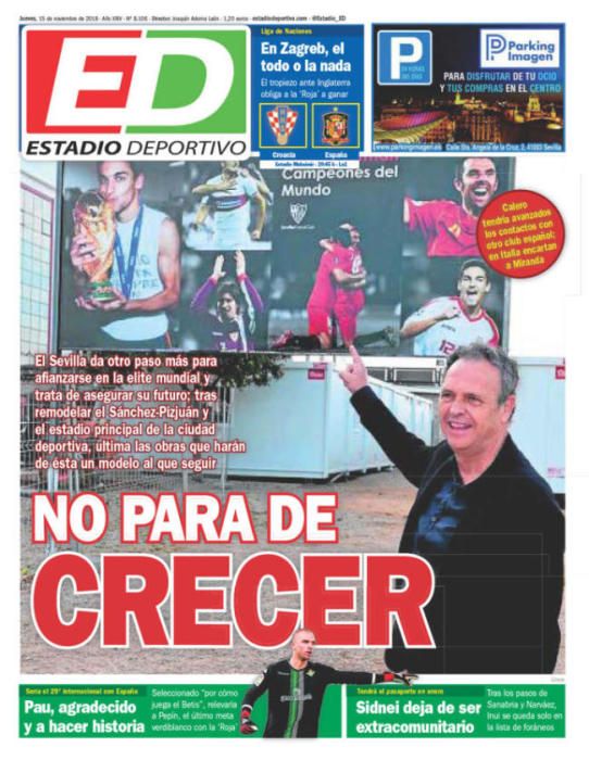 Portada ESTADIO DEPORTIVO jueves 15 noviembre 2018