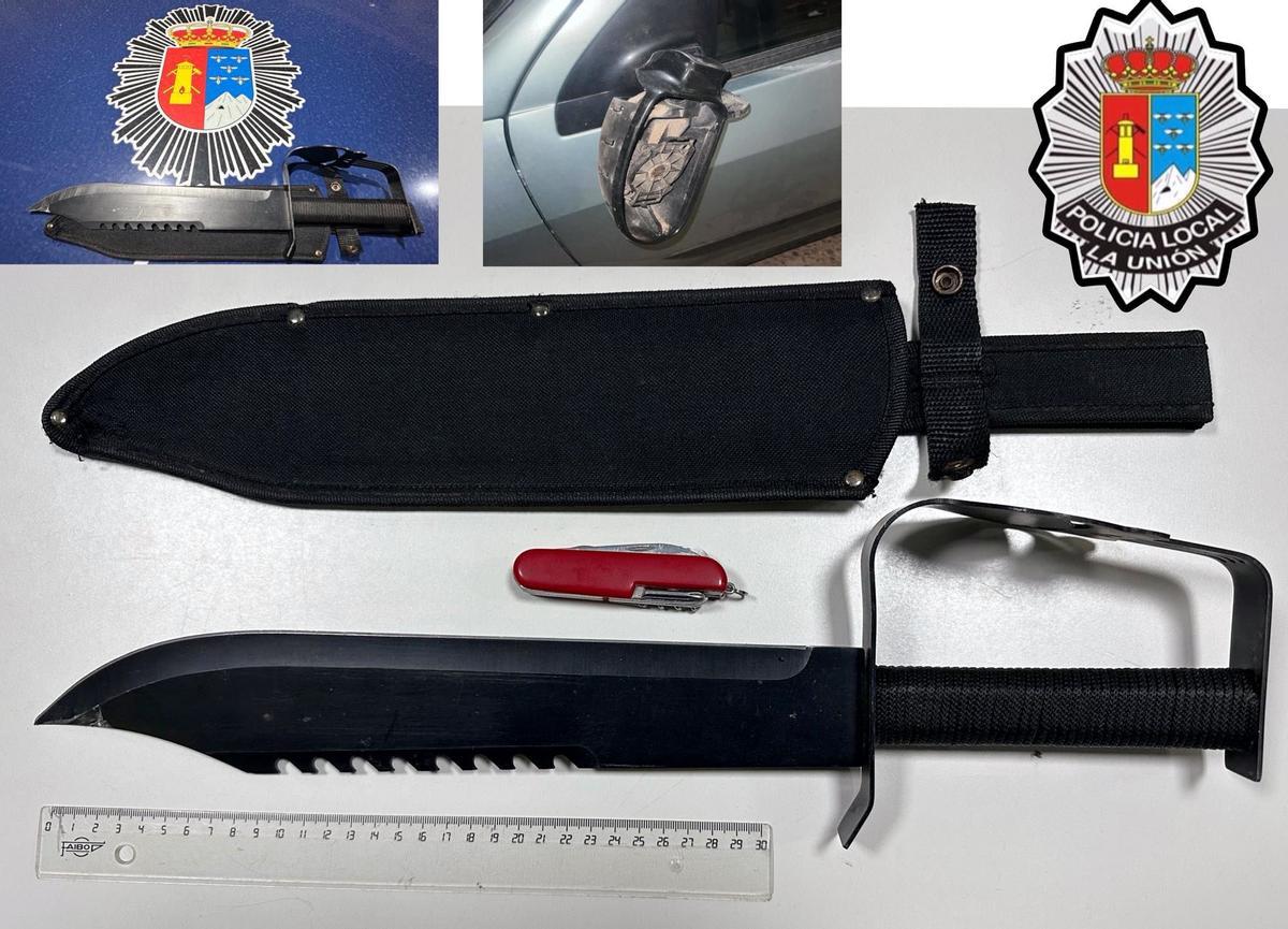Material requisado por la Policía Local de La Unión en la actuación.