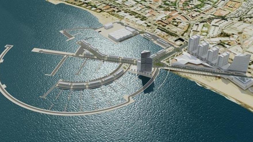 Infografía del proyecto de ampliación del puerto de Marina La Bajadilla.
