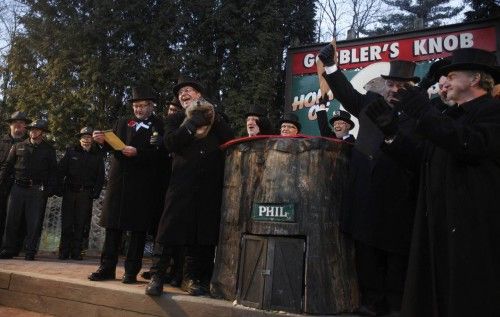 Punxsutawney Phil predicts the Weather on Groundhog Day