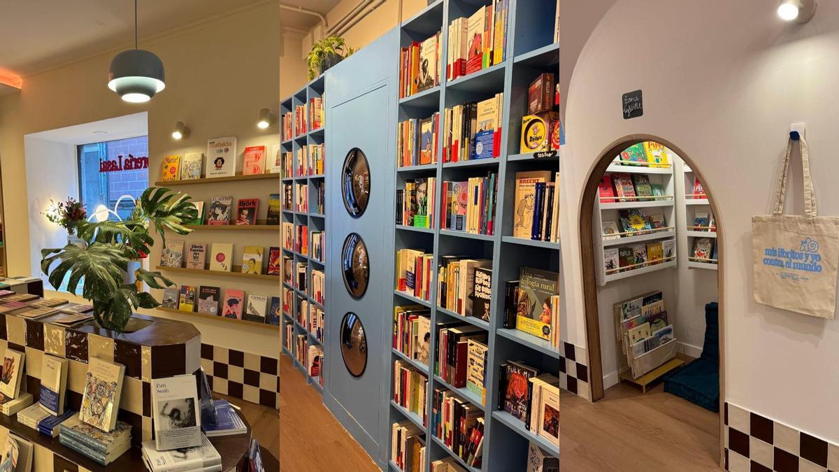 Isla central, estanterías y zona infantil de Lasai