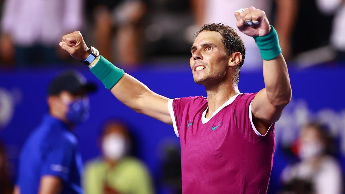 Rafa Nadal celebra en el torneo de Acapulco.