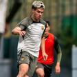 Marc Guiu, durante el entrenamiento de este viernes en la Joan Gamper