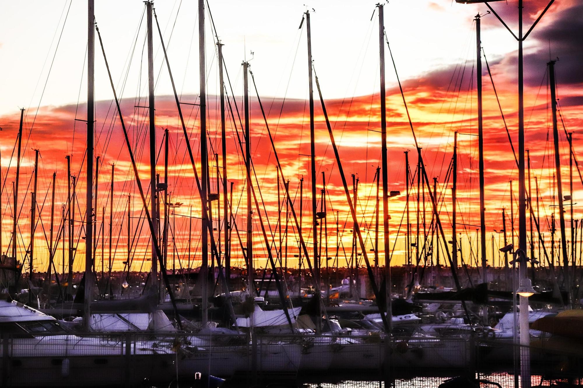 Espectacular puesta de sol en el puerto de Torrevieja