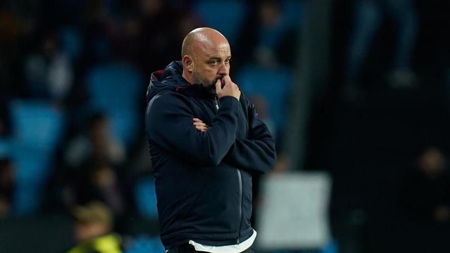 Manolo González, técnico del Espanyol, en Balaídos