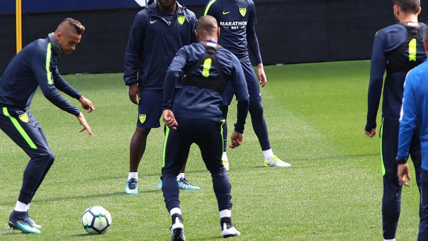 En-Nesyri, en el entrenamiento previo al partido ante el Sevilla.