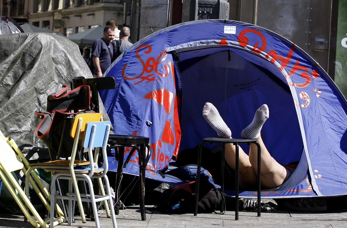 Imagen de las acampadas en la Puerta del Sol en Madrid