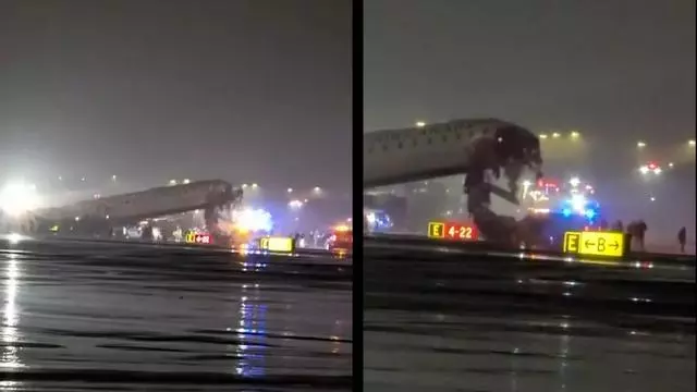 Choca un avión de Air Canada contra un camión de bomberos en el aeropuerto de LaGuardia (Nueva York)