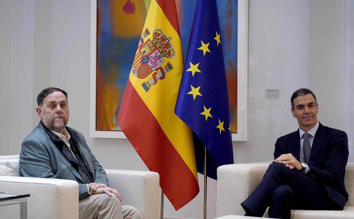 Pedro Sánchez y Oriol Junqueras, en Moncloa.
