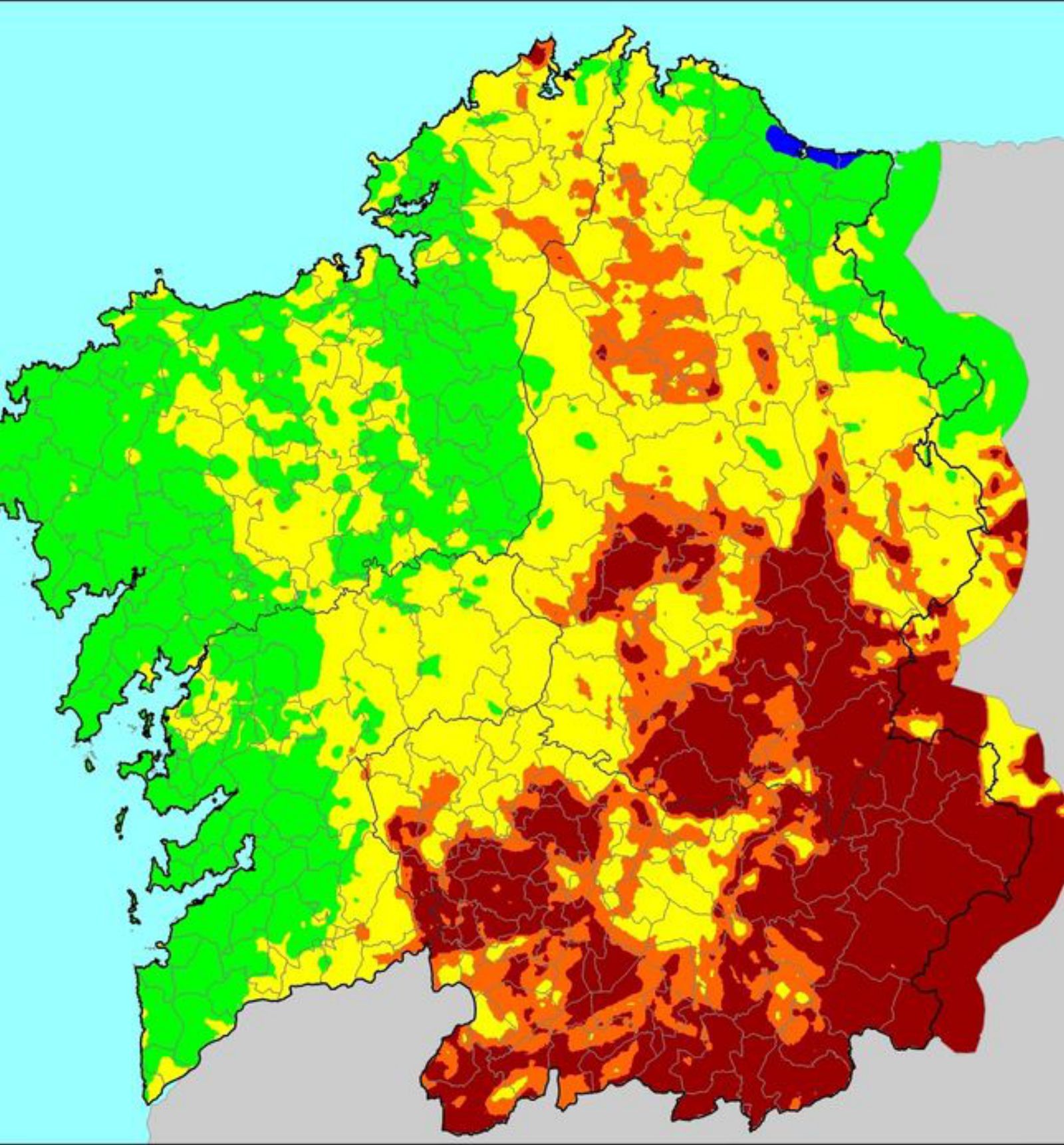 Ourense concentra el mayor riesgo.