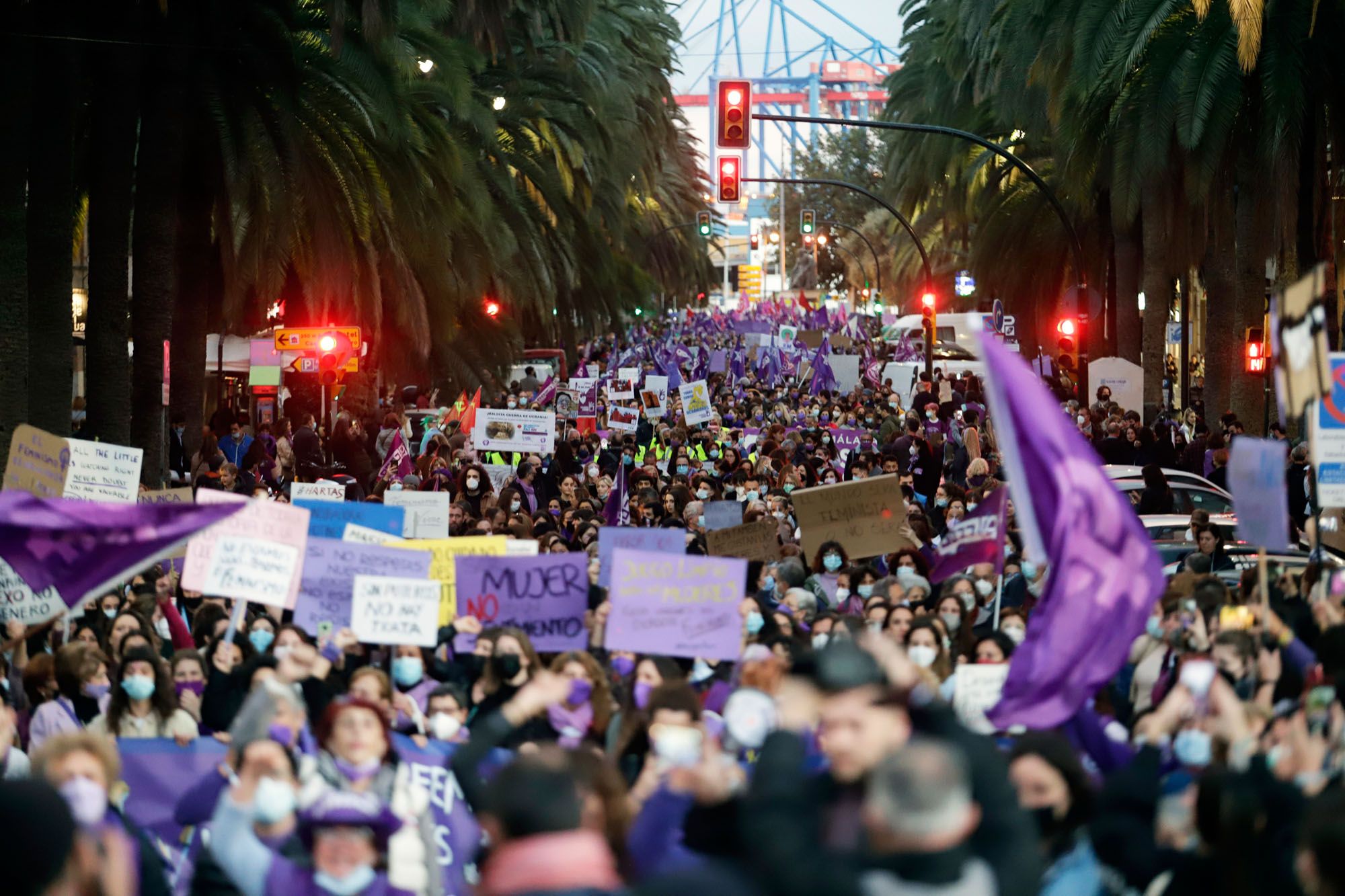 Las imágenes de la marcha multitudinaria por el Día Internacional de la Mujer en Málaga.