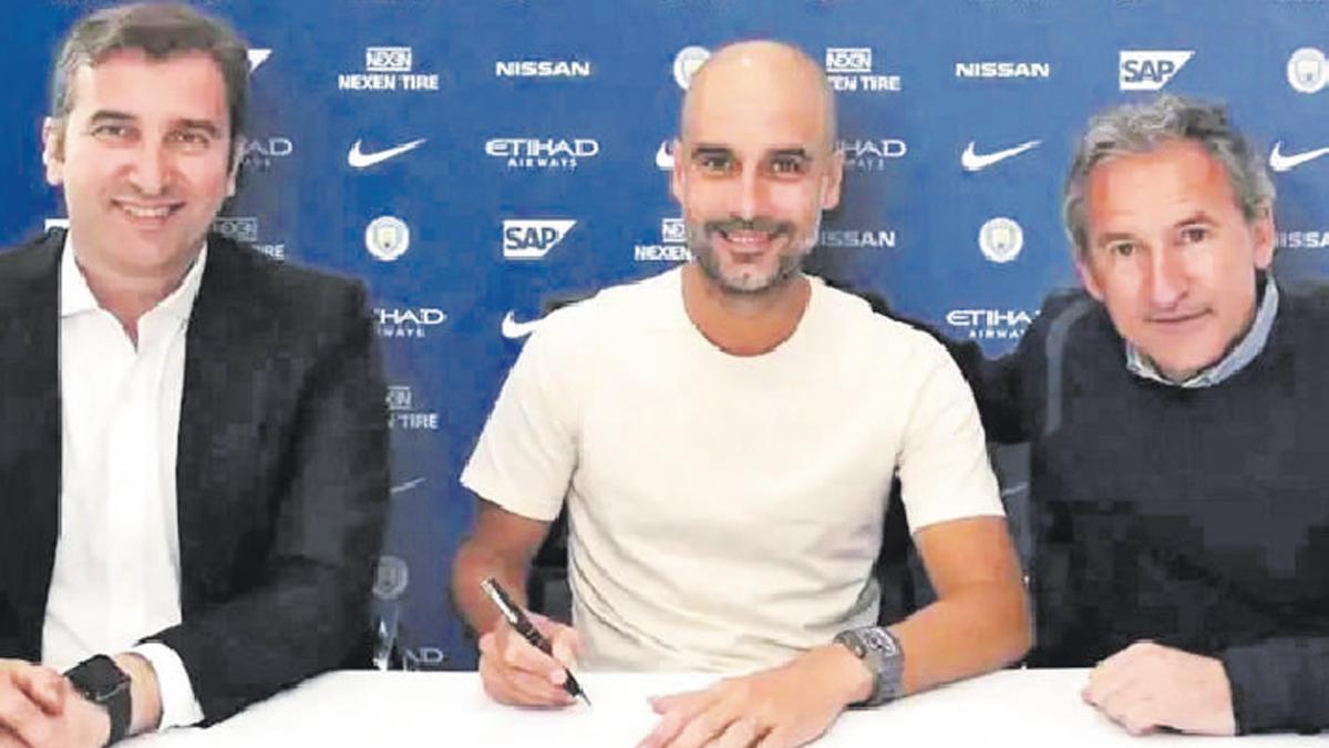 Soriano, Guardiola y Begiristain