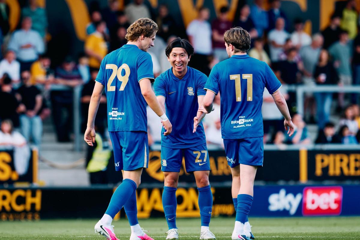 Los futbolistas del Birmingham City celebran un gol durante esta pretemporada