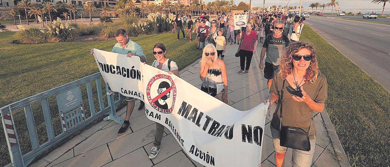 Manifestación de antivacunas en Palma