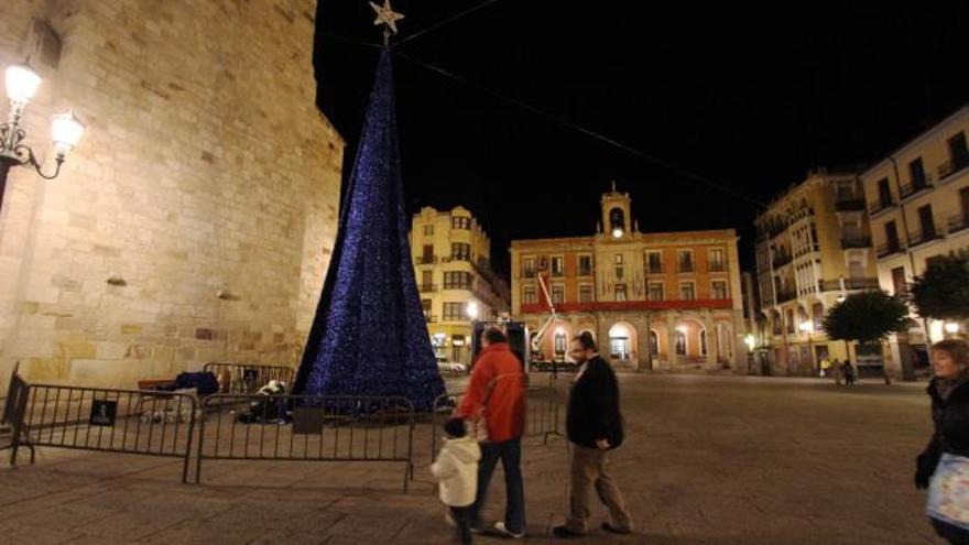 El árbol de Navidad ya está instalado en la Plaza Mayor