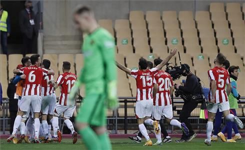 El Athletic celebra uno de los goles de la final