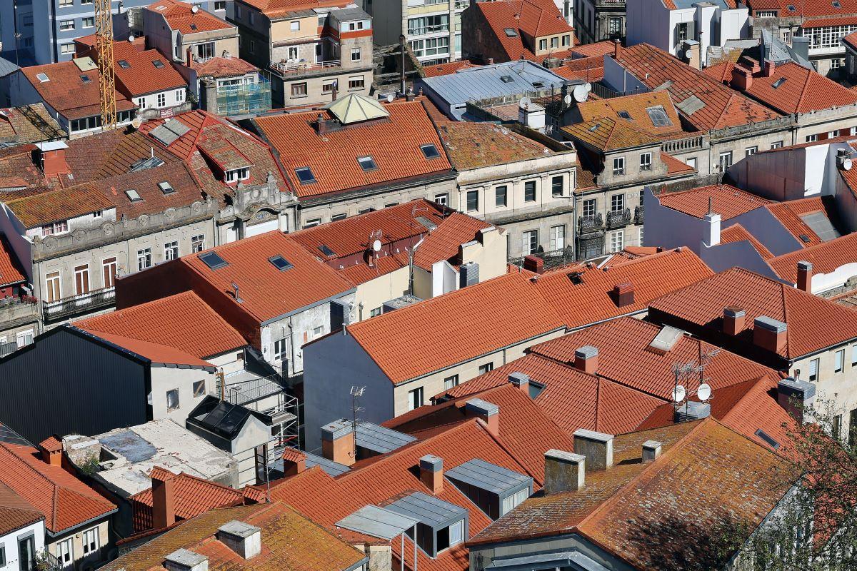 Una vista de edificios de la ciudad de Vigo. Casco Vello.