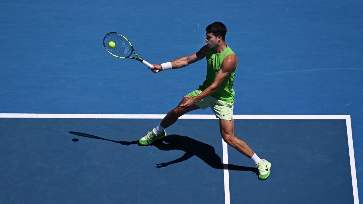 Alcaraz durante el partido ante Hanfmann