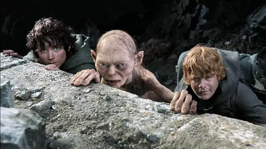 Frodo, Gollum y Sam, en la trilogía cinematográfica de Peter Jackson.