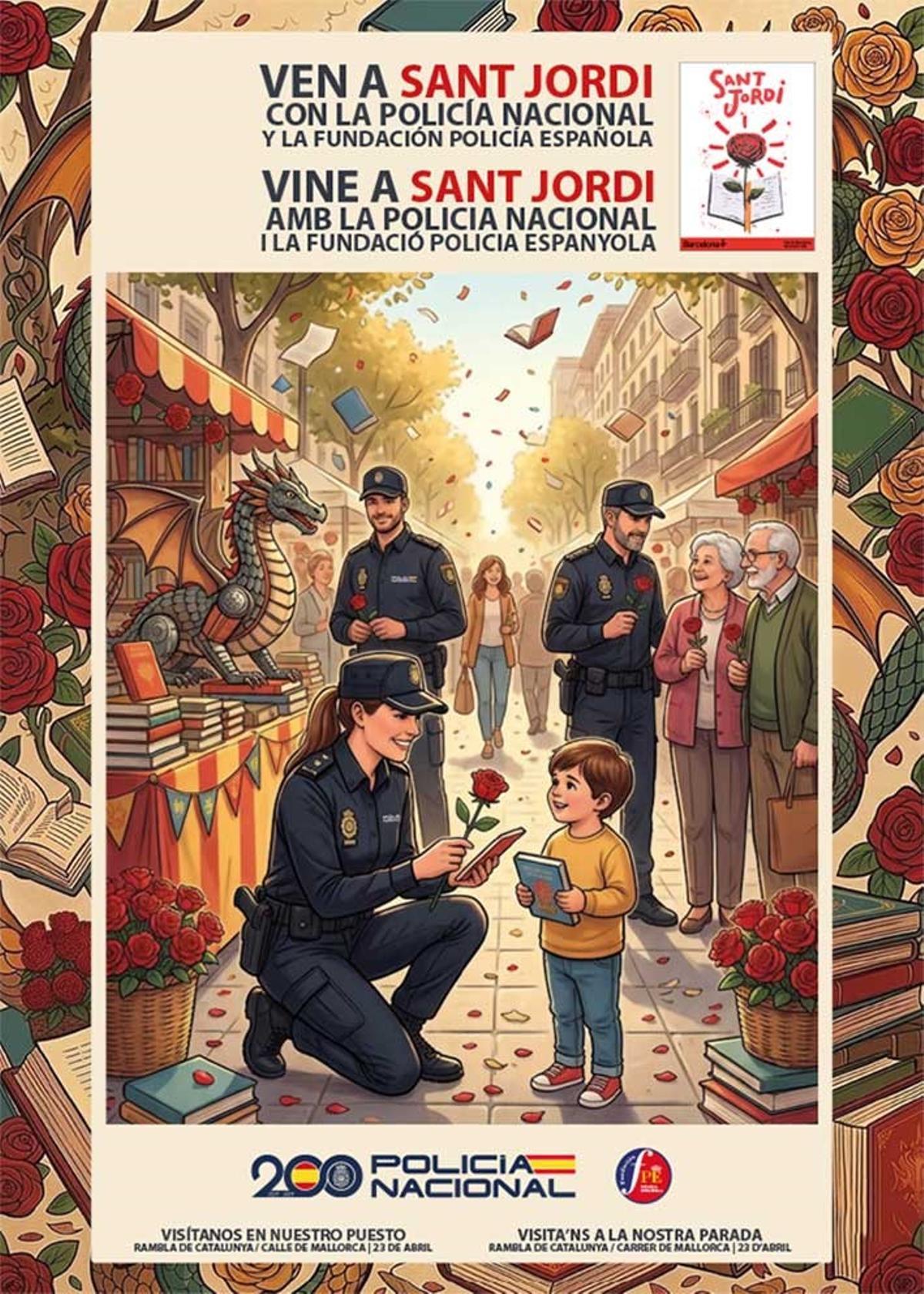 Cartel de la Policía Nacional por Sant Jordi