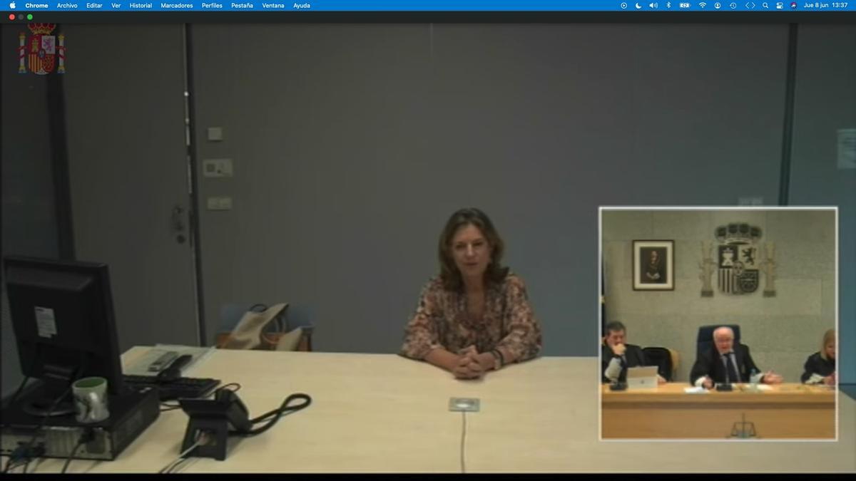 La exvicepresidenta y consellera Paula Sánchez de León declara, por videoconferencia desde València en el juicio de la Gürtel en la Audiencia Nacional.