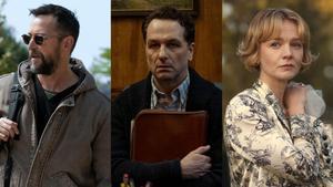 De izquierda a derecha, Noah Wyle en The Pitt, Matthew Rhys en La maldición de Widows Bay y Carey Mulligan en Bronca