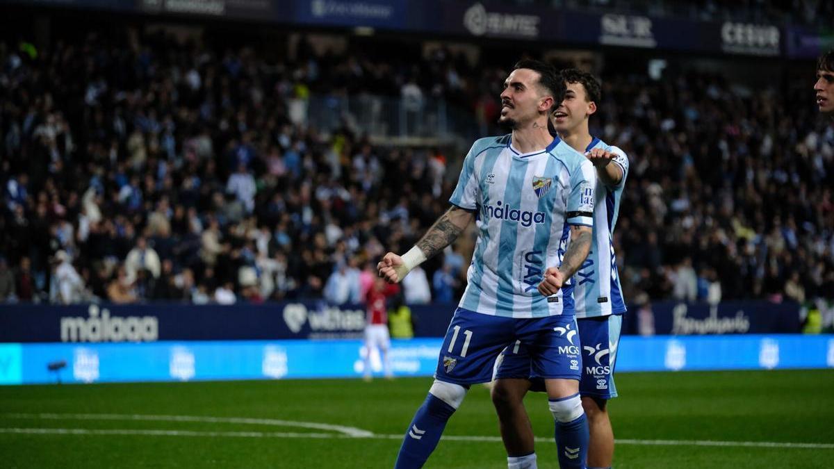 Joaquín Muñoz, goleador en La Rosaleda cinco años después
