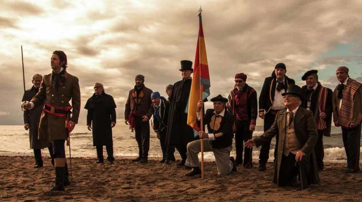 Recreación del desembarco de Torrijos en la playa de San Andrés.