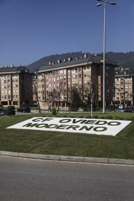 Inauguración de una nueva rotonda en honor al Oviedo Moderno