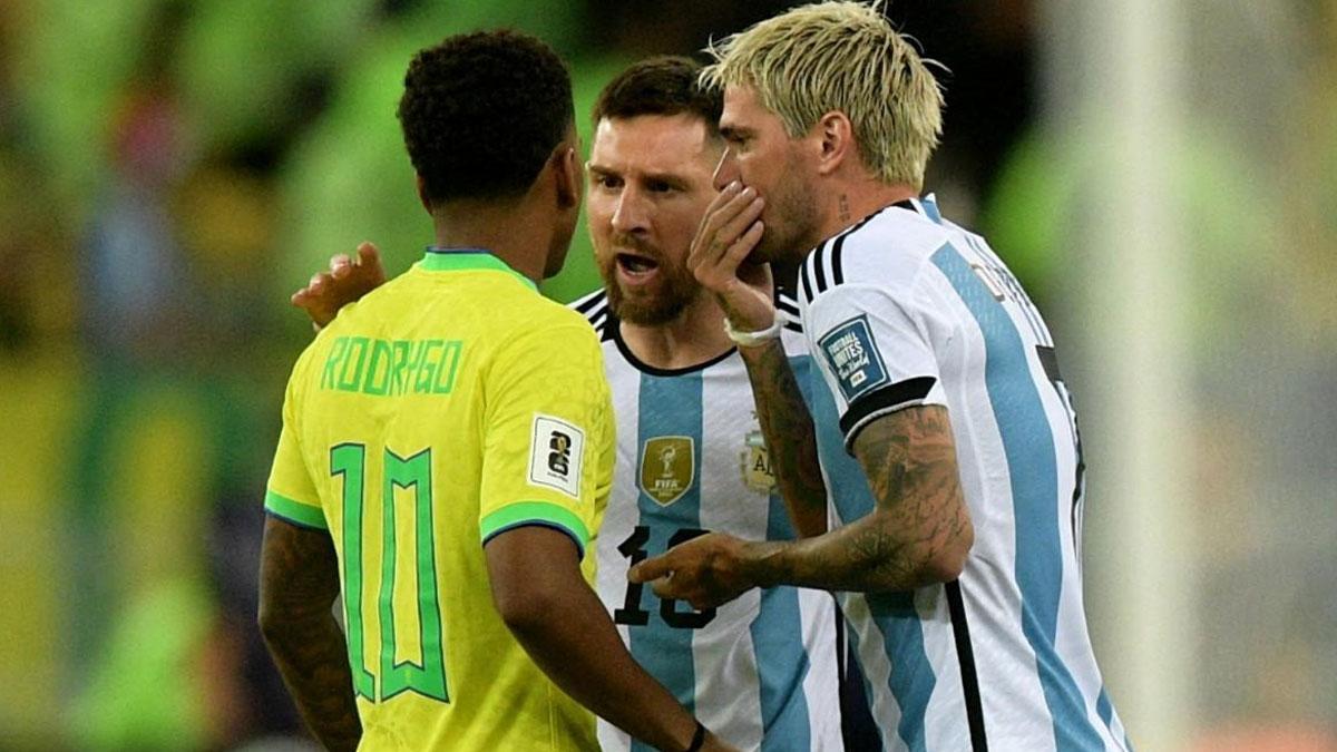 Rodrygo y Messi se encararon en el Brasil-Argentina