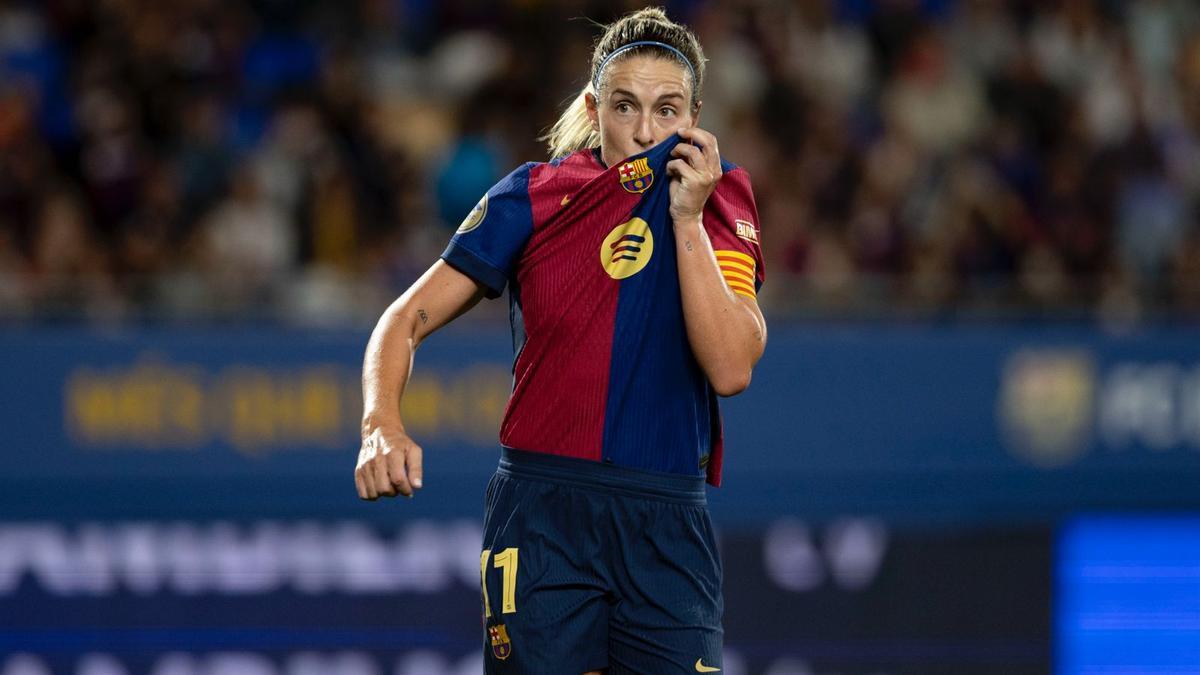 Alexia celebrando su gol ante la Real Sociedad