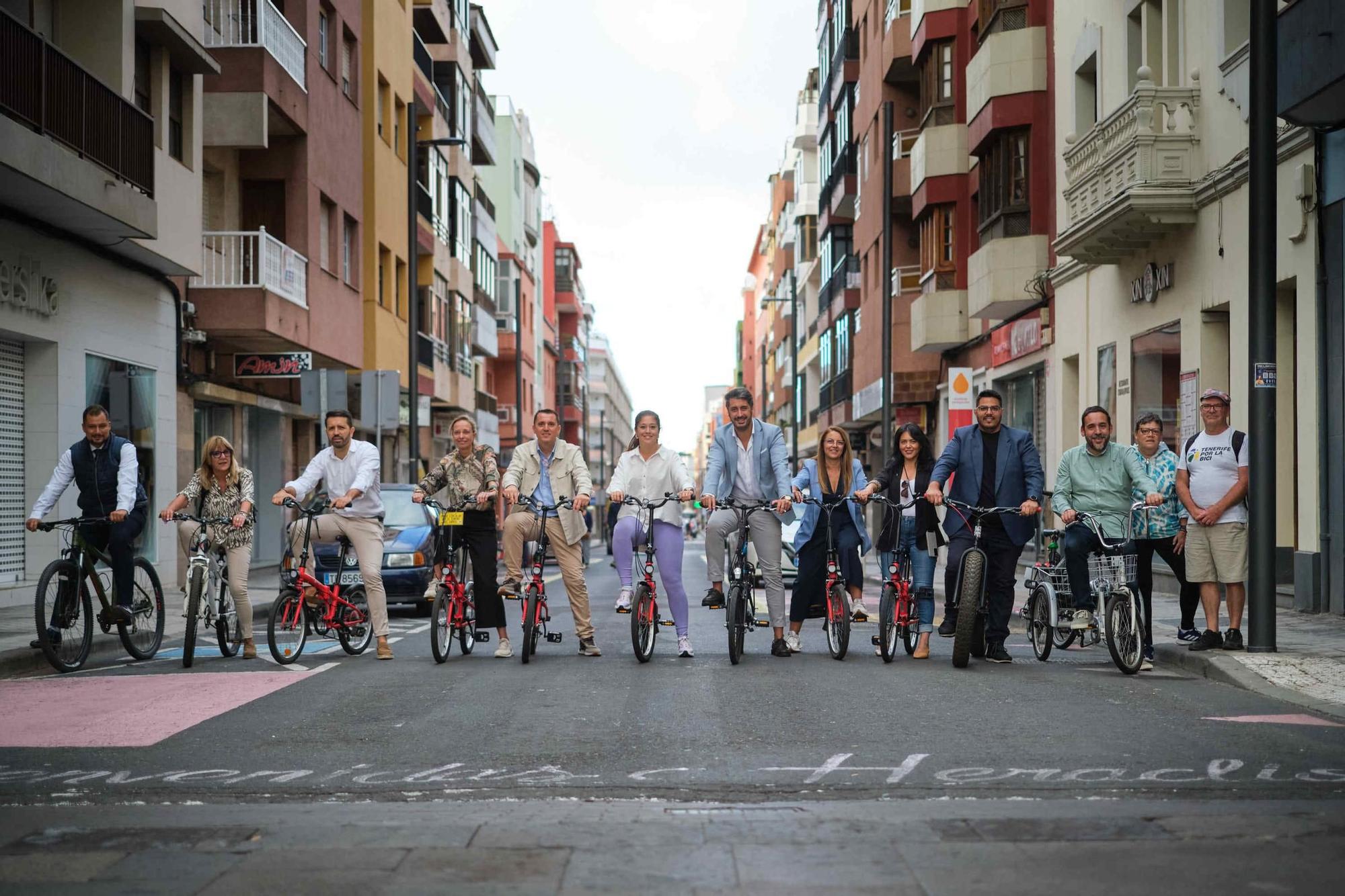 Recorrido en bicicleta de Luis Yeray Gutiérrez y concejales del Ayuntamiento de La Laguna