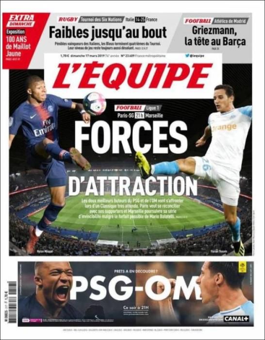 Portada L'ÉQUIPE domingo 17 marzo 2019