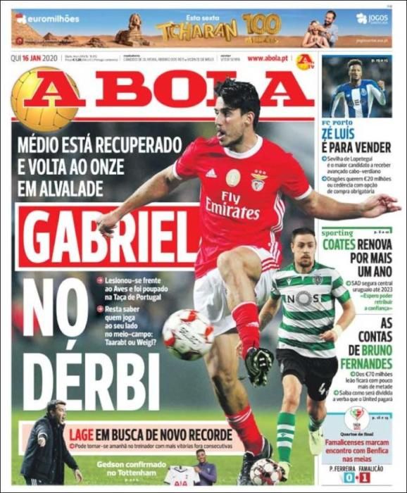 Portada A BOLA jueves 16 enero 2020