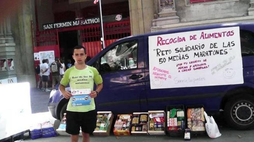 Un joven de Alfafar corre 50 medias maratones para recoger alimentos