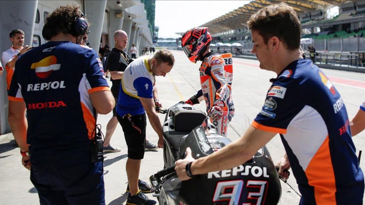 Marc Márquez, durante los test en Sepang