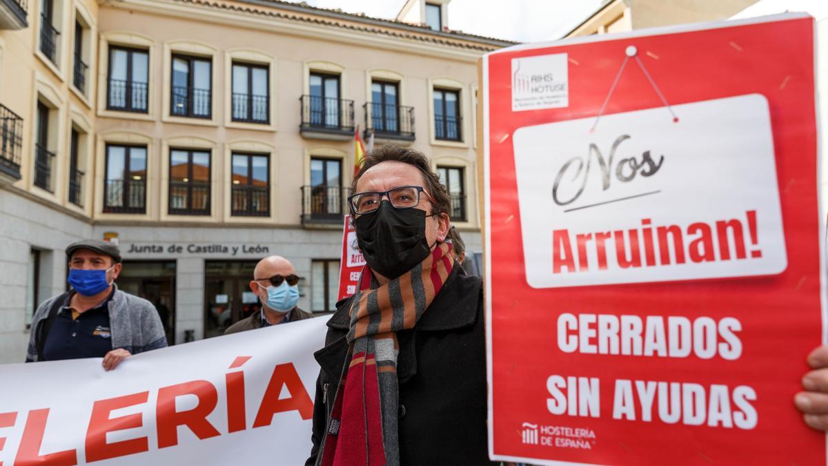 Protesta de los hosteleros segovianos el pasado día 2 de marzo.