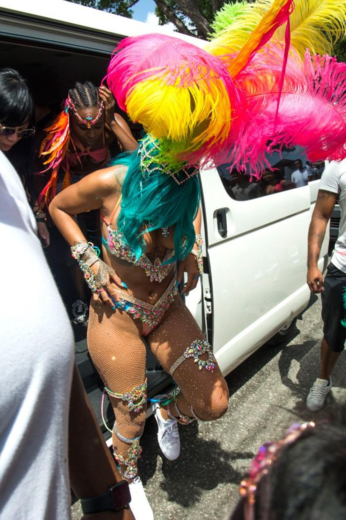 Rihanna llegando al Carnaval de Barbados