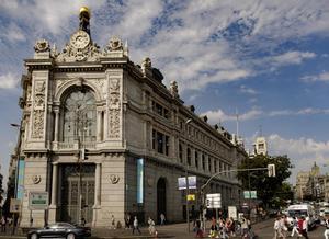 Fachada del edificio del Banco de España, en Madrid.