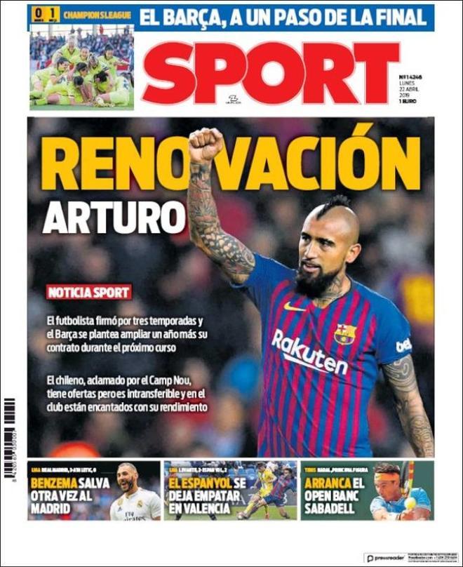 Portada de Sport del 22 de abril