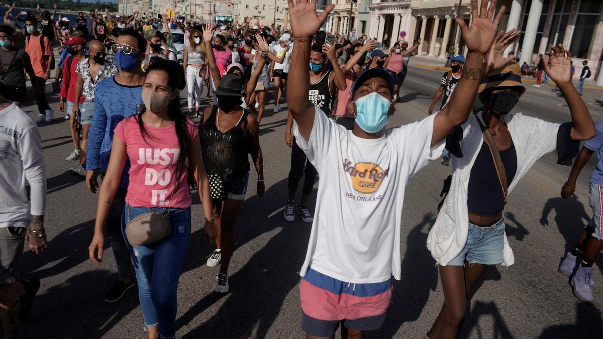 Protestas en La Habana contra el Gobierno cubano.