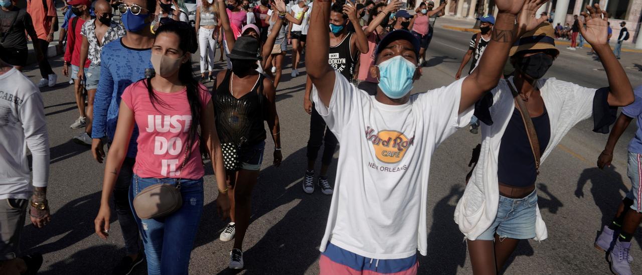 Protestas en La Habana contra el Gobierno cubano.