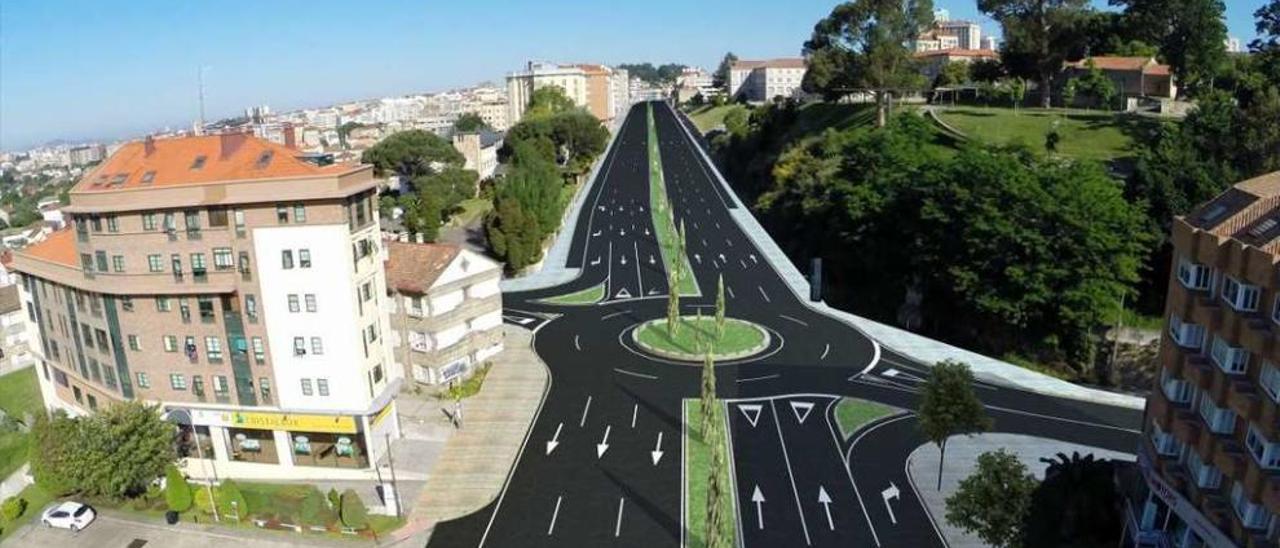 Recreación de la avenida con el proyecto elaborado por el Concello.