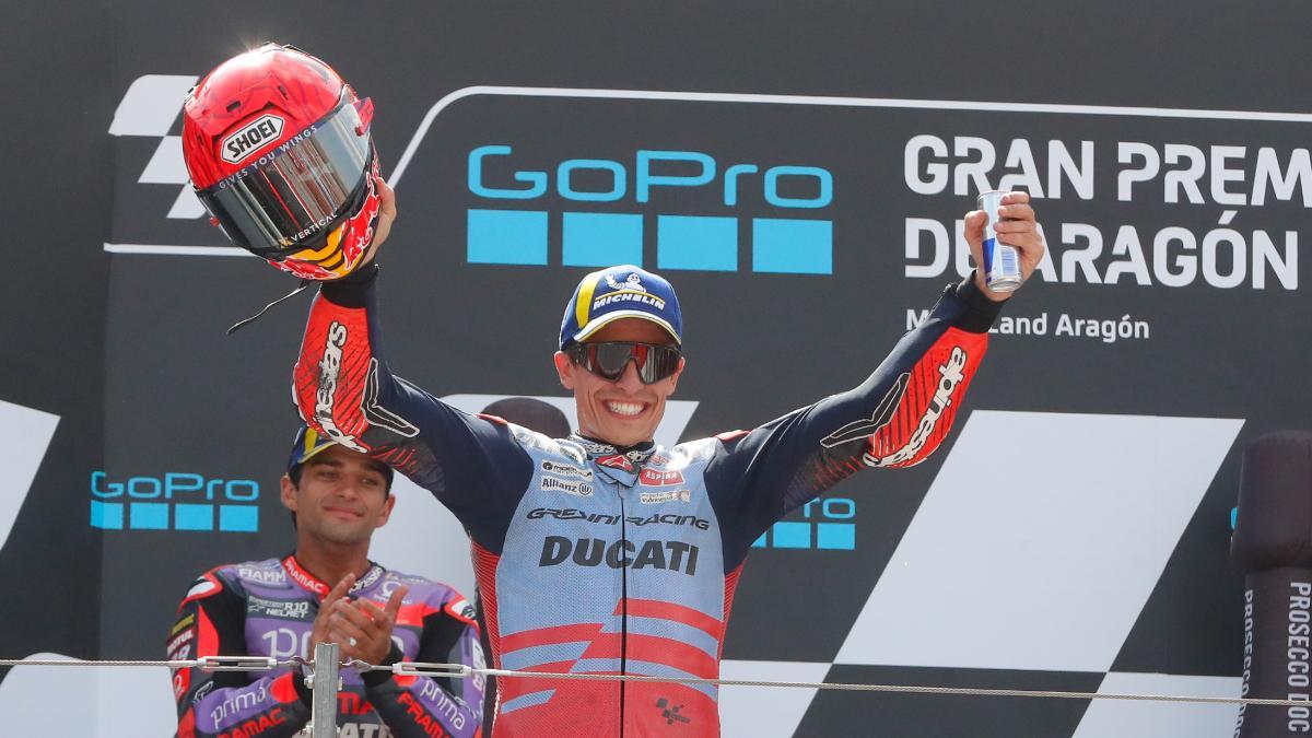 Marc Márquez, tras su victoria en el GP de Aragón de MotoGP