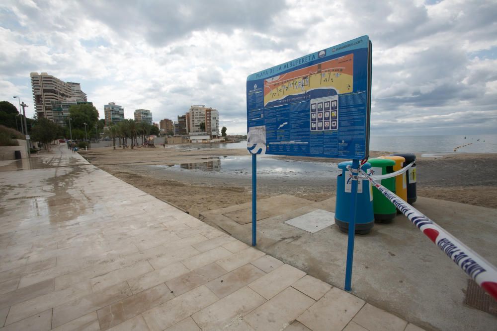 Daños en la playa de la Albufereta