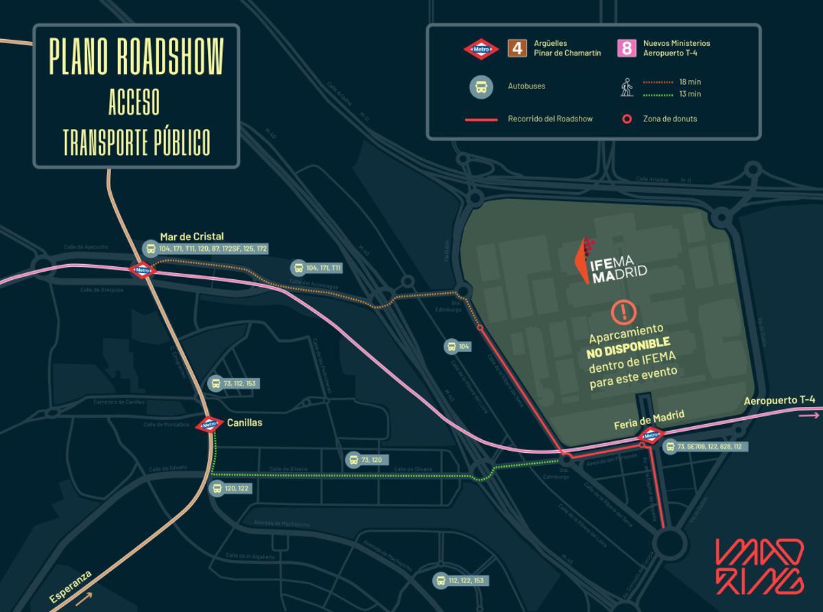 Acceso transporte público al Roadshow